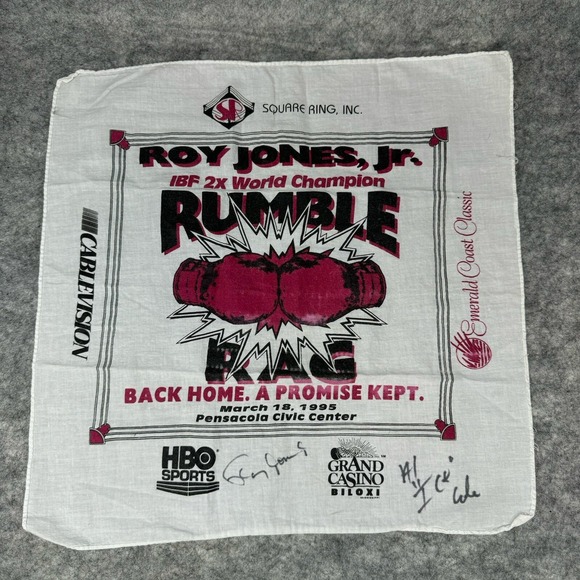 Roy Jones Jr Rumble Rag signed Promise Kept 1995 Alfred 'Ice' Cole Autographed - Picture 1 of 4